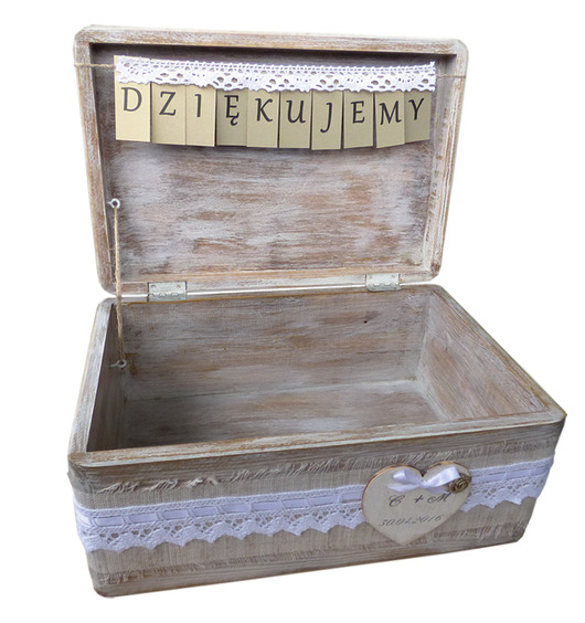 spersonalizowany kufer ślubny na kartki SEPIA ANIKA45