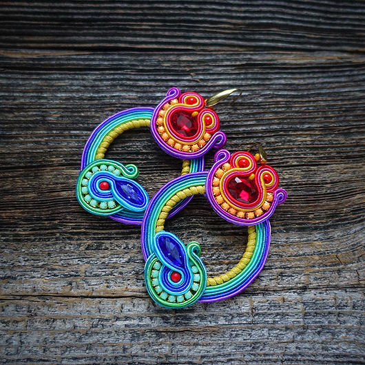 kolczyki soutache Gigi- duże i etniczne kolczyki soutache