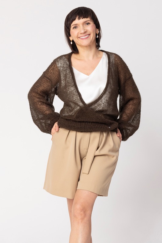 swetry damskie  Lekki sweter mgła Nadia - Czekoladowy