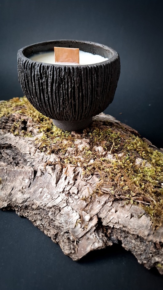 świeczniki i świece Świeca z wosku oliwkowego w ceramicznej czarce