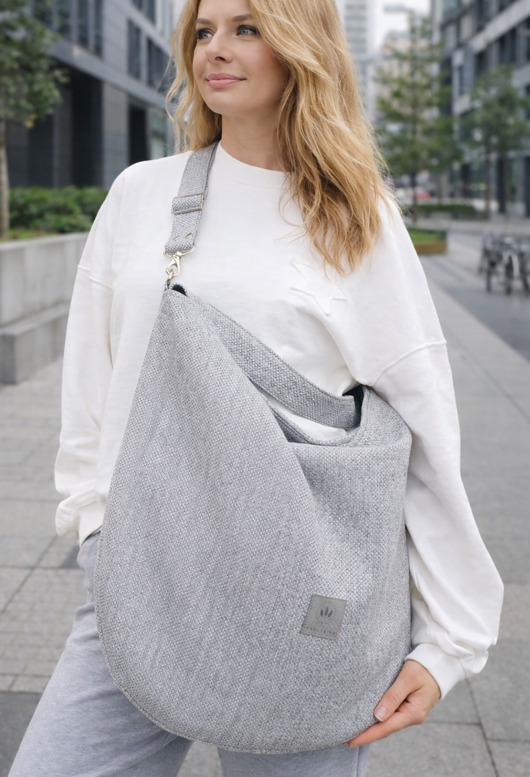 torby na ramię Torba hobo z plecionki tapicerskiej Jasnoszara
