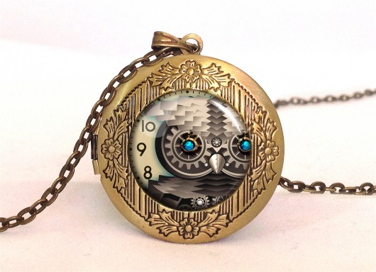 Medalion sekretnik Steampunkowa sowa EGGinEGG