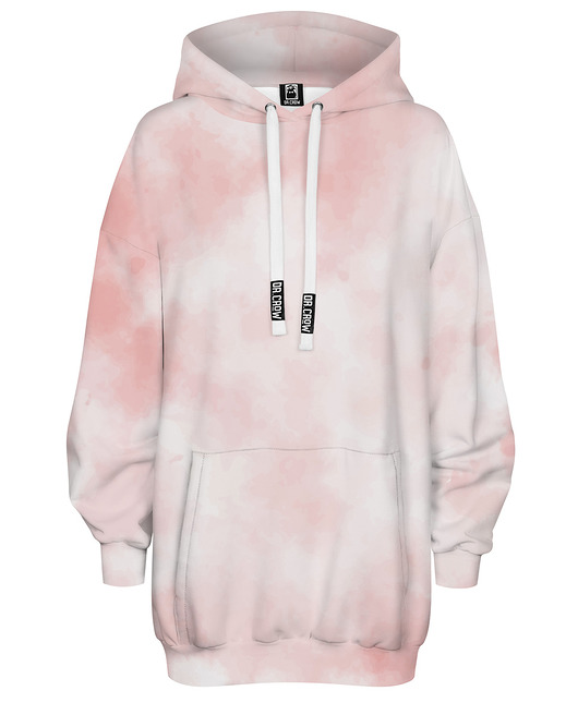 bluza z kapturem damska Bluza Oversize Tunika DR.CROW Pastele Różowe