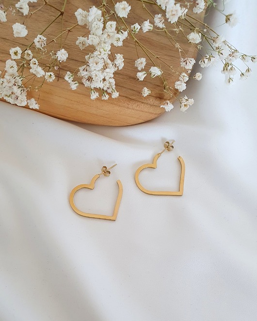 Kolczyki serca ze stali szlachetnej LEI handmade 