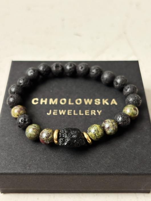 biżuteria męska Bransoletka męska Jaspis Smocza Krew i Turmalin