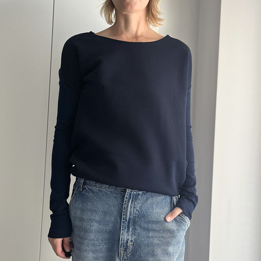 bluza bez kaptura damska Gruby Wąski rękaw Granat