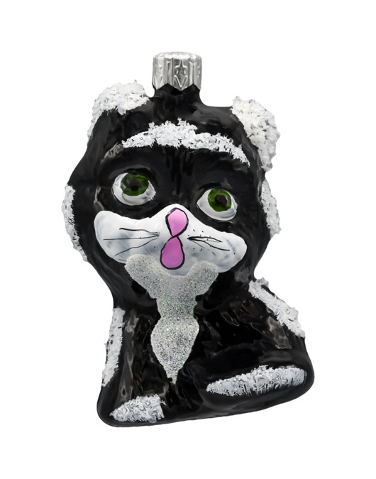 ozdoby choinkowe Bombka choinkowa: Kotek z różowym noskiem: czarno-biały