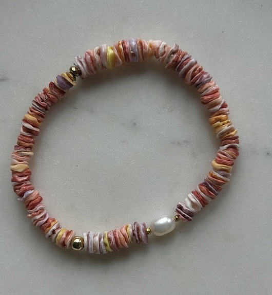 bransoletki z kamieni naturalnych Lato- Amuletka z Muszlą i perłą