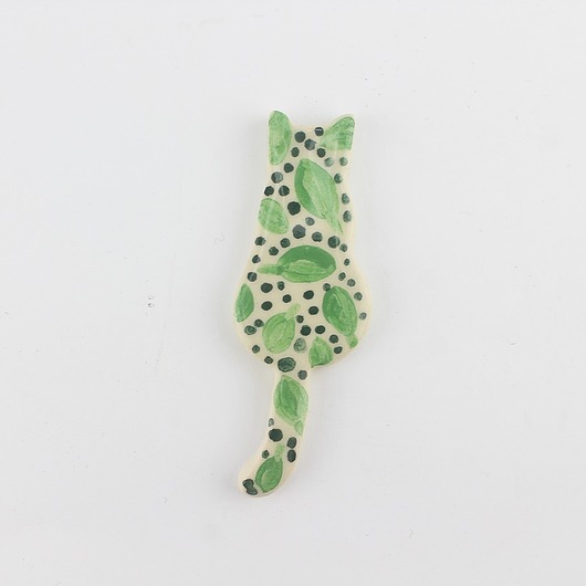 broszki Ceramiczna broszka kot malowany
