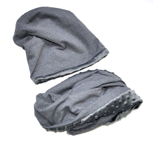 czapki damskie Dwustronny komplet damski _ czapka BEANIE i komin