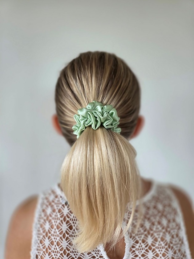 gumki do włosów Gumka jedwabna, scrunchie, frotka lime zephyr MIDI