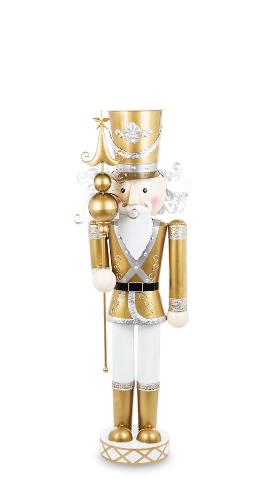 dekoracje świąteczne Dziadek do Orzechów metalowy złoto-biały 120,5 cm