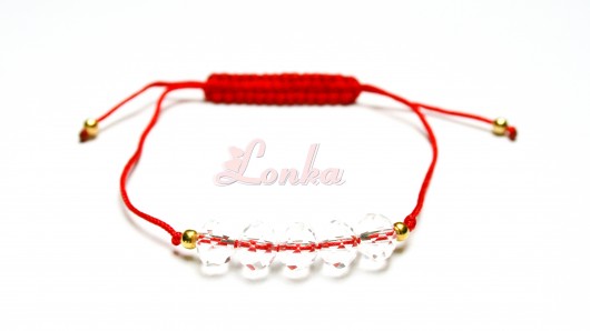 Bransoletka czerwony sznurek + kryształki Lonka Jewelry