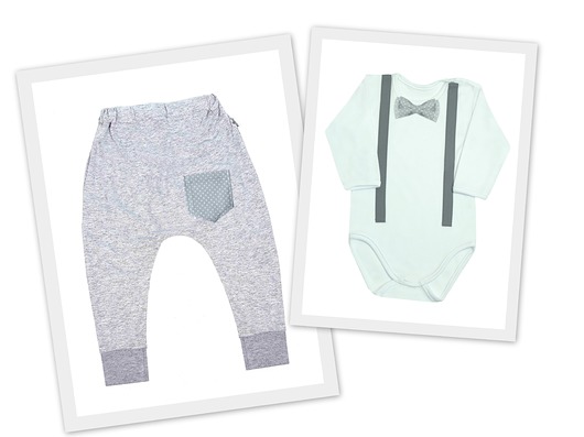 Komplet niemowlęcy Mucha Szare+letnie baggy grey nonino