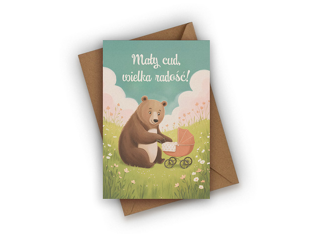 kartki okolicznościowe - wydruki Kartka z okazji narodzin dziecka- Mały cud, wielka radość!