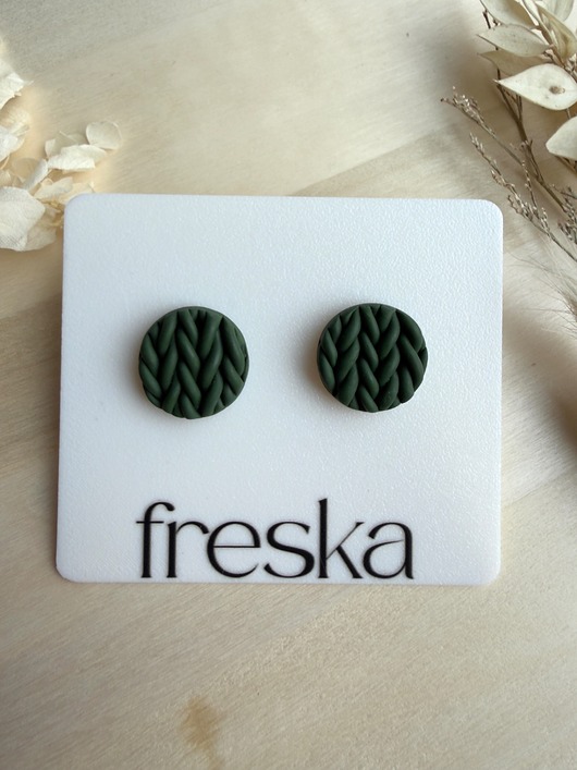 kolczyki z masy plastycznej Kolczyki Knitted - zielone