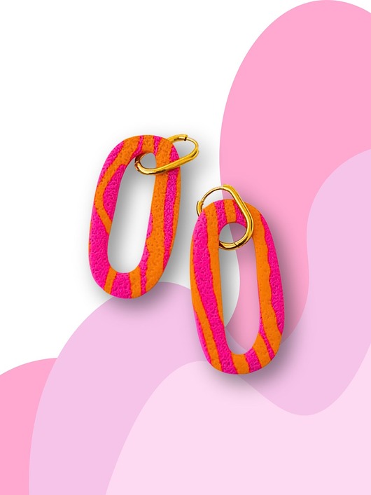 kolczyki z masy plastycznej Loopy kolczyki szalona PANTERKA