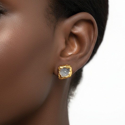 kolczyki pozłacane Kolczyki Sztyfty Kwarc Mleczny