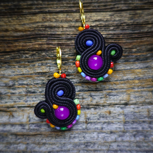 kolczyki soutache Kolorowe Lentinki- kolczyki soutache
