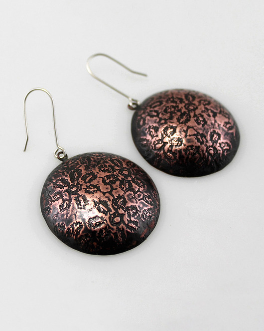 kolczyki wire wrapping Kwiaty - miedziane kolczyki lub klipsy