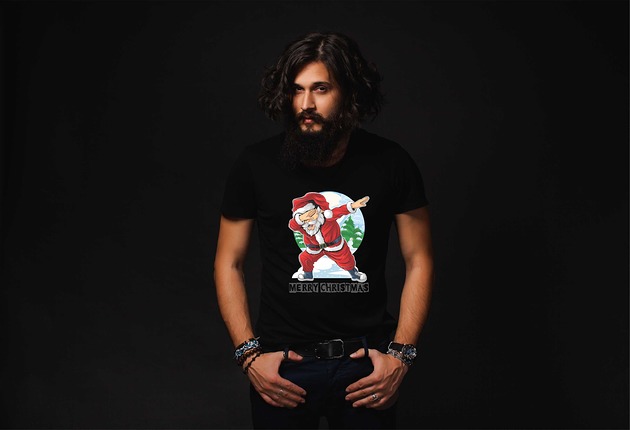 t-shirty męskie Koszulka organiczna z nadrukiem Santa dabbing