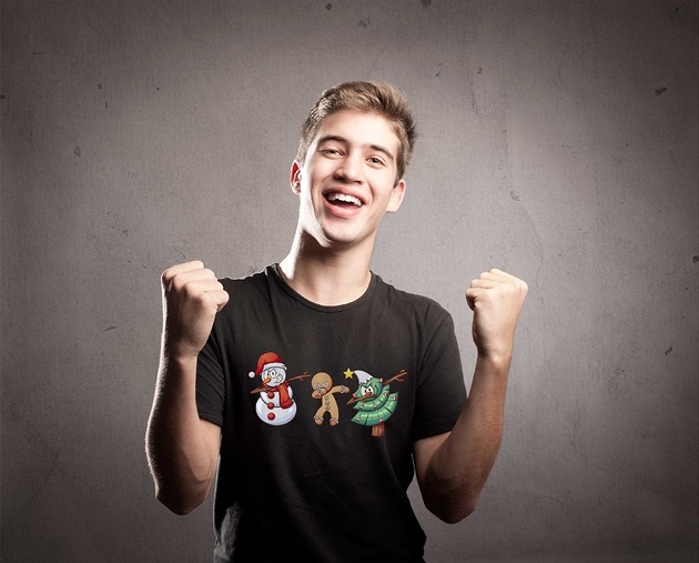 t-shirty męskie Koszulka organiczna z nadrukiem Christmas dab