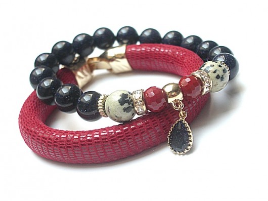 Strap - Red and navy blue - duo /02.09.15/ KiKa pracownia