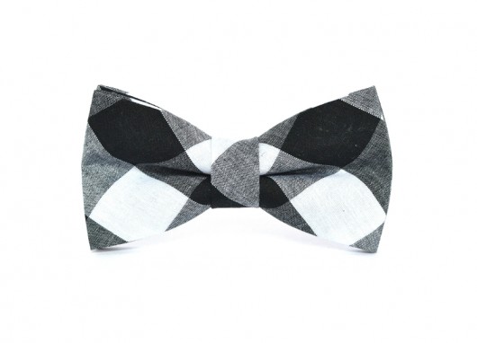 Czarna męska mucha w kratę, black and white Maja Allure