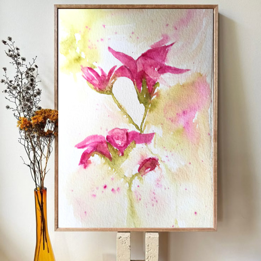 obrazy Akwarela Kwiaty oryginalny obraz A5 21x15 cm