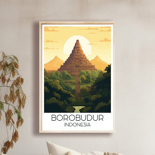 plakaty Indonezja - Borobudur - Plakat, pamiątka dla podróżnika