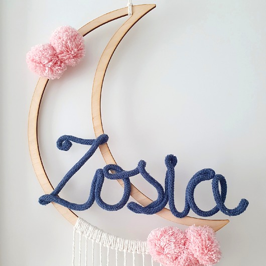pokój dziecka - różne Imię, napis 5 liter, ze sznurka i drutu, dekoracja na ścianę półkę