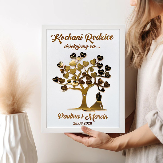 Ślub - inne Podziękowanie ślubne dla Rodziców Prezent ZŁOTE DRZEWKO 3D