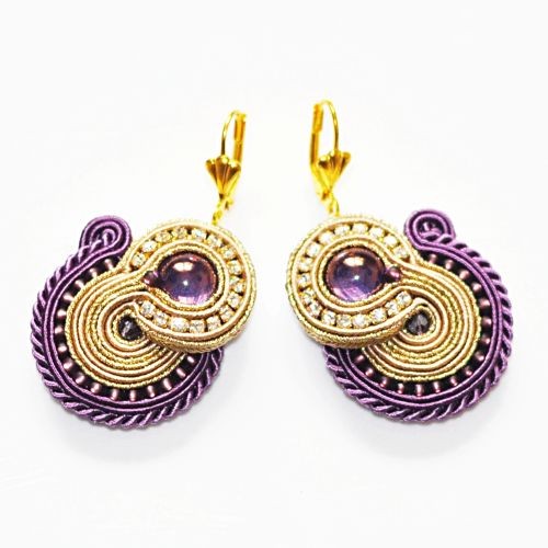 kolczyki soutache Sutaszowe kolczyki VIOLET
