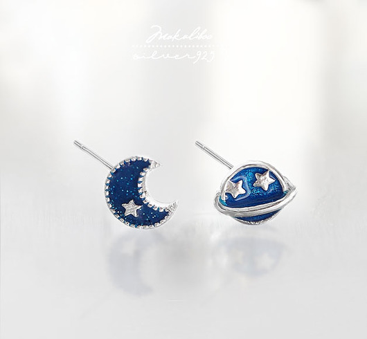 Blue Stars - srebrne kolczyki + box Ewa Saj  Silver