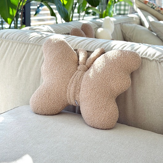 poduszki, poszewki - różne Poduszka motyl boucle beżowy