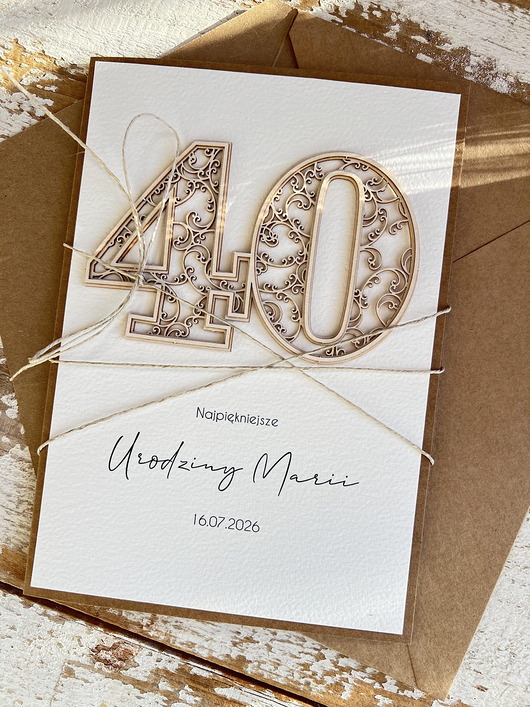 kartki scrapbooking Wyjątkowa personalizowana kartka ręcznie robiona na 40 urodziny