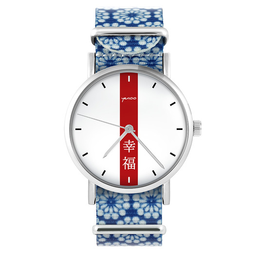 zegarki damskie Zegarek - Szczęście - niebieski, kwiaty