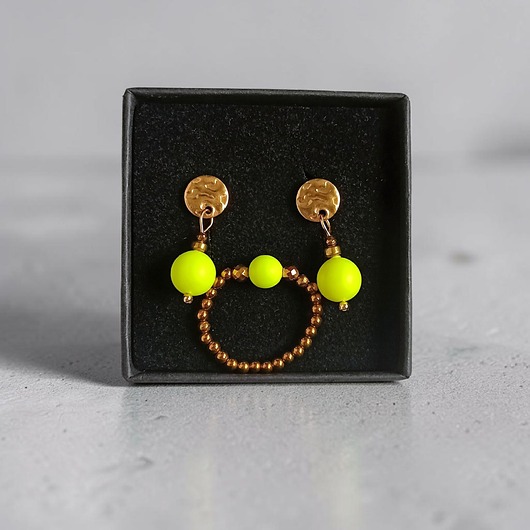 komplet biżuterii RAZEM TANIEJ! Swarovski neon pearls : neon yellow : kolczyki & pierścionek