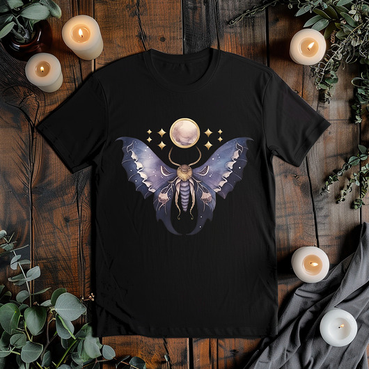 t-shirt damskie Czarna koszulka - Strażniczka nocy - bajkowa mroczna ćma #3
