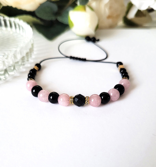 bransoletki z kamieni naturalnych Miłość i ochrona- Queen of dark z Turmalinem