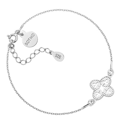 bransoletki srebrne Srebrna bransoletka z ażurową rozetką