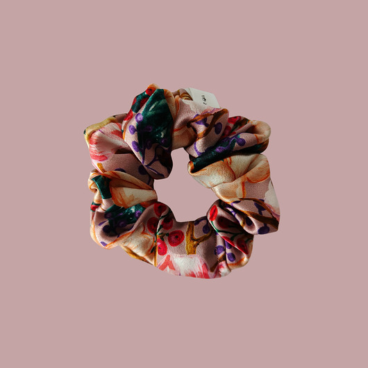 gumki do włosów Gumka jedwabna, scrunchie, frotka jesienne kwiaty MIDI