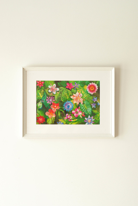 grafiki i ilustracje KWIATY, wydruk akwareli w ramie, 32,5 x 24,5 cm