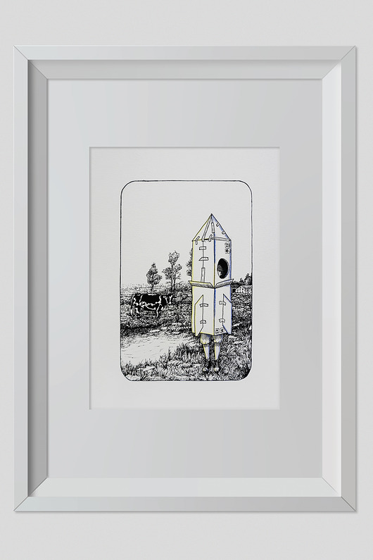 grafiki i ilustracje Rysunek Rakieta Grafika 32x24cm + biała rama