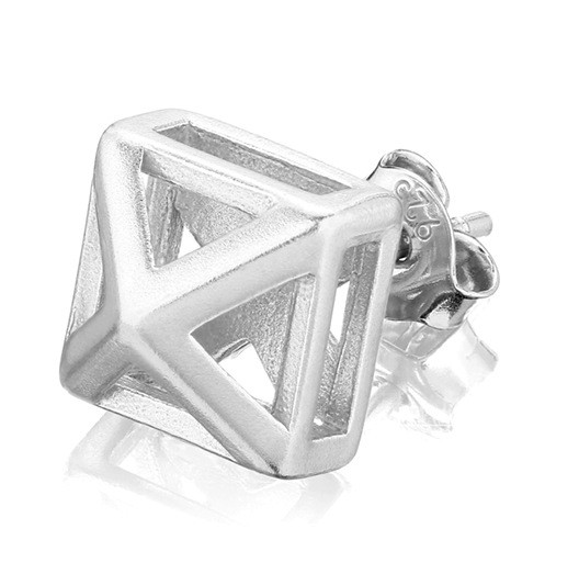 Small 3D Pyramid Earrings in Silver Joccos Design