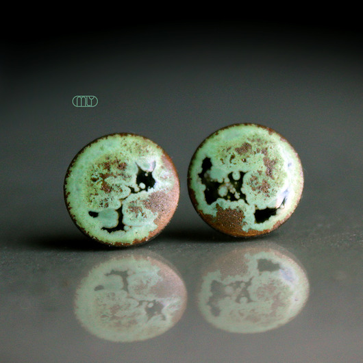 kolczyki ceramiczne Mchowe 16mm /stal chirurgiczna/
