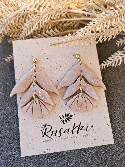 kolczyki z masy plastycznej Kolczyki rustykalne kwiaty, eleganckie w stylu boho, prezent dla niej