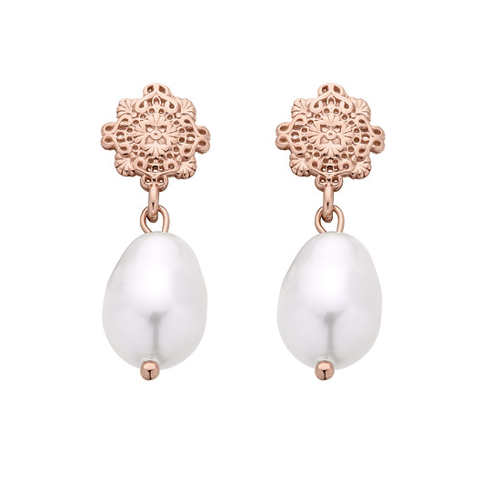 kolczyki pozłacane Kolczyki z różowego złota z naturalnymi perłami