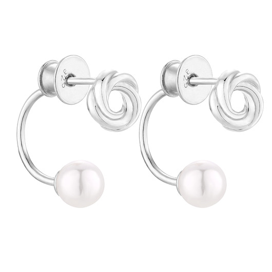 kolczyki srebrne Srebrne kolczyki z węzełkami i perłami SWAROVSKI CRYSTAL