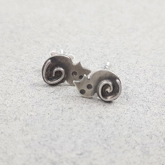 kolczyki wire wrapping Kotki. Srebrne kolczyki
